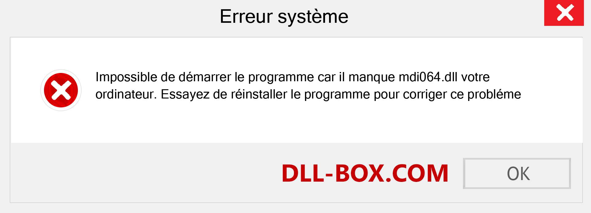 Le fichier mdi064.dll est manquant ?. Télécharger pour Windows 7, 8, 10 - Correction de l'erreur manquante mdi064 dll sur Windows, photos, images